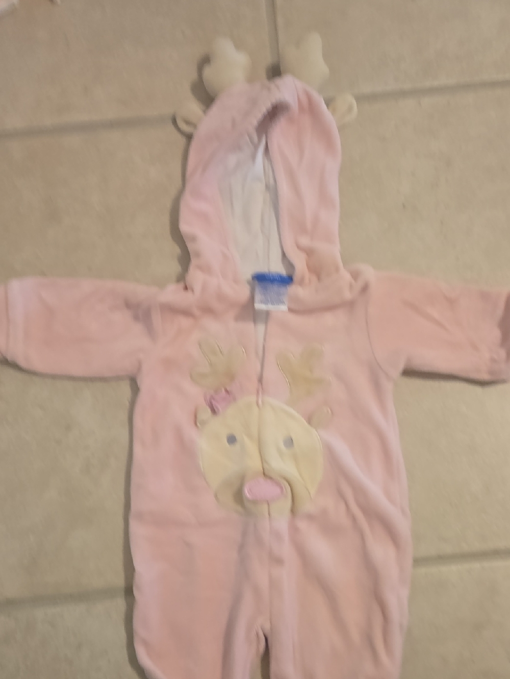 Pink Hooded Reindeer One-Piece Romper